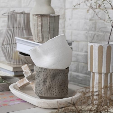 Bloomingville 7.25 Inch Ruffled Stoneware Planter