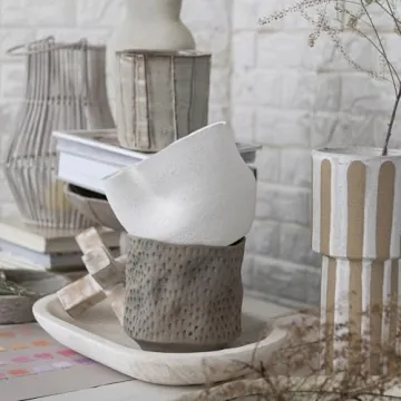 Bloomingville 7.25 Inch Ruffled Stoneware Planter