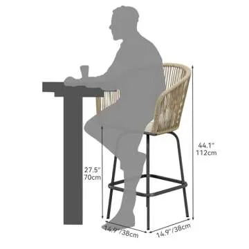YITAHOME Stylish Outdoor Woven Swivel Bar Stools
