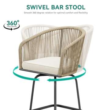YITAHOME Stylish Outdoor Woven Swivel Bar Stools