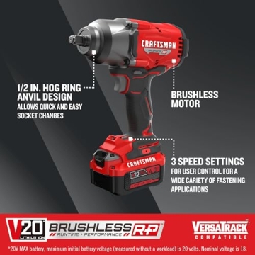 CRAFTSMAN V20 RP Impact Wrench with High Torque Performance