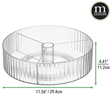 mDesign Fluted Lazy Susan Turntable 2 Pack Clear Organizer