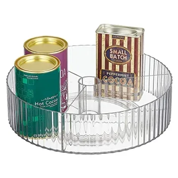 mDesign Fluted Lazy Susan Turntable 2 Pack Clear Organizer
