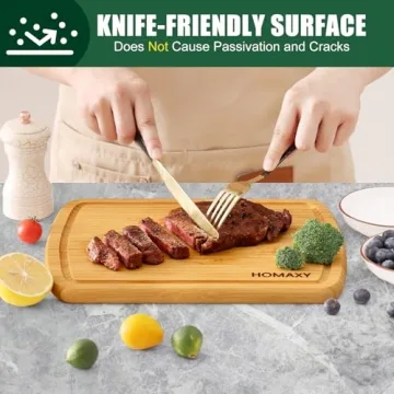 Homaxy 12x9" Bamboo Cutting Board with Juice Groove
