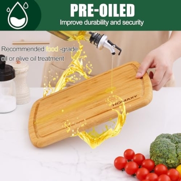 Homaxy 12x9" Bamboo Cutting Board with Juice Groove