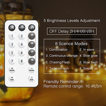 GHUSTAR Fairy Lights 66 Feet String Lights with Remote