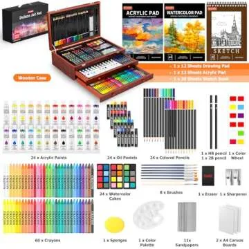 Soucolor Art Supplies, 192-Pack Deluxe Art Set Drawing Painting Supplies Kit with Acrylic Pad, Water...