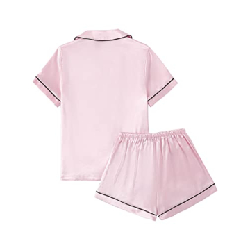 Stylish LYANER Satin Pajamas Set for Women in Baby Pink
