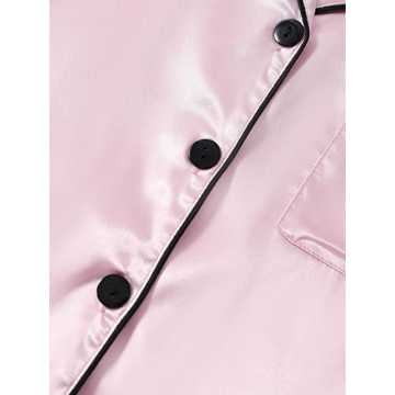 Stylish LYANER Satin Pajamas Set for Women in Baby Pink
