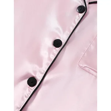Stylish LYANER Satin Pajamas Set for Women in Baby Pink