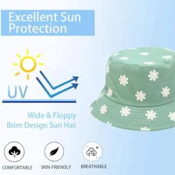 Kids Sun Hat Cute Flower Toddler Bucket Hat for Boys Girls Summer Sun Protection Cotton Beach Hat Green