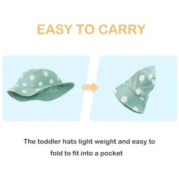 Kids Sun Hat Cute Flower Toddler Bucket Hat for Boys Girls Summer Sun Protection Cotton Beach Hat Green