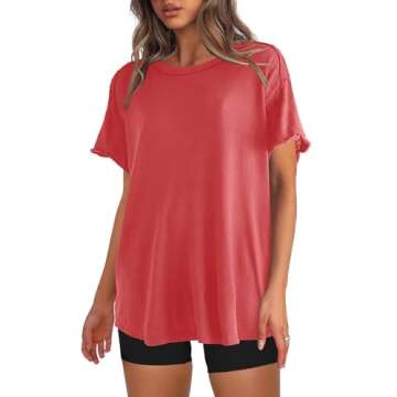 SENSERISE Women's Oversized Basic Tee - Casual Summer T-Shirt
