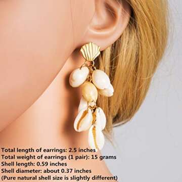 SAKAIPA Ladies Pearl Shell Pendant Earrings Women'S Fashion Light Jewelry Geometric Jewelry Jewelry (White shell earrings)
