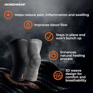 Incrediwear Knee Sleeve – Knee Braces for Knee Pain, Joint Pain Relief, Swelling, Inflammation Relief, and Circulation, Knee Support for Women and Men, Fits 18”-22” Above Kneecap (Grey, X-Large)