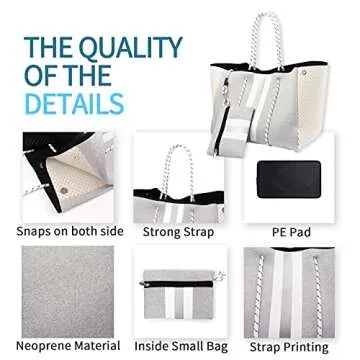 IBEE Large Neoprene Tote Bag - Perfect for Beach & Travel