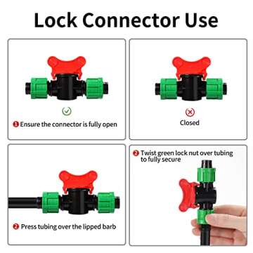 Drip Irrigation Shut off Valve 1/2 Inch Universal Drip Irrigation Tubing Coupling Valve Connector Locking Fitting Compatible with 16 to 17 mm Drip Tape Tubing Sprinkler System (12 Pieces)