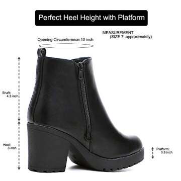 Moda Chics Women's Ankle Boots Fall Slip On Platform Boots with Heel Black 8.5 B(M) US