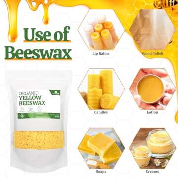 YASNAY Yellow Beeswax Pellets 2LB, 100% Organic Beeswax, Beeswax for Candle Making, Body, Skin Care DIY, Lip Balm and Soap Making Supplies