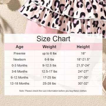 fioukiay Newborn Baby Girl Clothes Infant Girls Leopard Love Printed Romper and Ruffle Pants Sets 4pcs Winter Fall Outfits(Pink, Preemie)