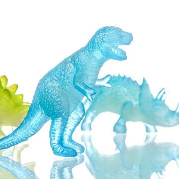 Skylety 32 Pcs Glow in Dark Mini Dinosaur Figures Dinosaur Cupcake Toppers Birthday Party Favors Sup...
