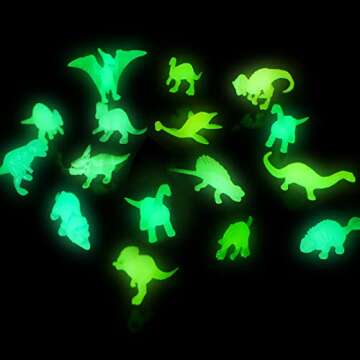 Skylety 32 Pcs Glow in Dark Mini Dinosaur Figures Dinosaur Cupcake Toppers Birthday Party Favors Supplies for Easter Eggs Fillers Goodie Bags Stuffers Piñata Fillers Classroom Prizes Treasure Box