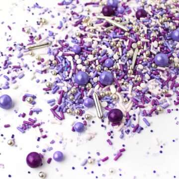 Perfectly Purple Sprinkle Mix| Made in USA By Sprinkle Pop| Monochromatic Mix of Rich Purples| Purple White Sprinkles For Decorating Valentine’s Day Bridal Shower Birthday Cakes Cookies Cupcakes, 2oz