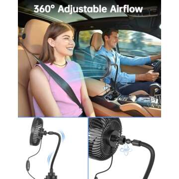 ASKPULION 12V Car Fan for Dogs, SUVs, and Cars