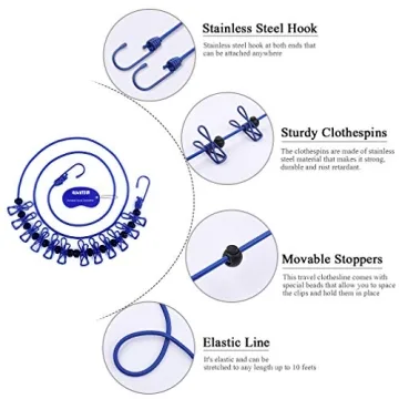 HAWATOUR Portable Stainless Steel Travel Clothesline