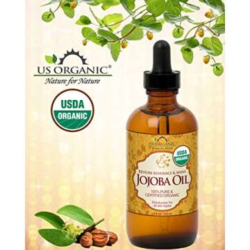 US Organic Jojoba Oil, USDA Certified Organic,100% Pure & Natural, Cold Pressed Virgin, Unrefined, H...