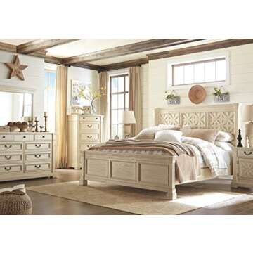 Signature Design by Ashley Bolanburg Farmhouse 5 Drawer Chest with Dovetail Construction, Antique White, Weathered Gray