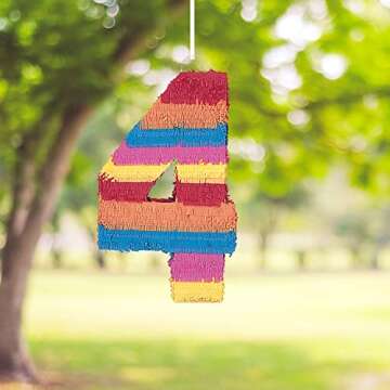 Vibrant Multicolor Number 4 Pinata for Celebrations
