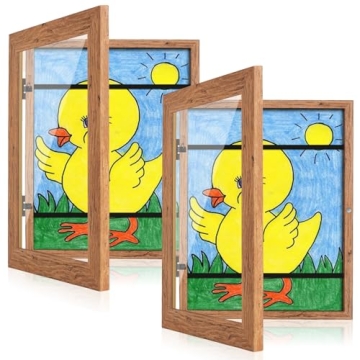 [2-Pack] Kids Art Frames, 8.5x11 Front Opening Kids Artwork Frames Changeable, Dark Woodgrain Artwor...