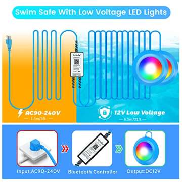 LyLmLe 40W LED Pool Lights with Smart App Control
