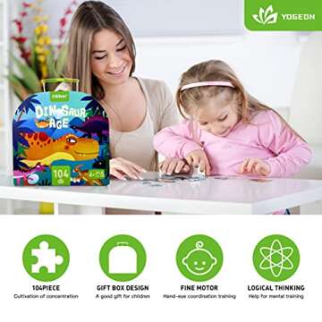 YOGEON Puzzles for Kids Ages 4-6, 6-8,100 Piece Dinosaur Puzzles for Toddler 3-5,Floor Puzzle Age 5-7 Children Learning Preschool Educational Puzzles for Boys (28''x16'')