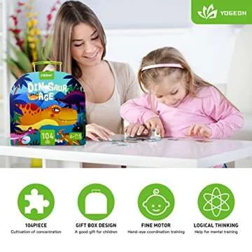 YOGEON Puzzles for Kids Ages 4-6, 6-8,100 Piece Dinosaur Puzzles for Toddler 3-5,Floor Puzzle Age 5-7 Children Learning Preschool Educational Puzzles for Boys (28''x16'')