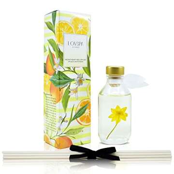 LOVSPA Coastal Citrus Scented Reed Diffuser Set - Fresh Scent Diffuser for Home - Non-Toxic Oil Reed...