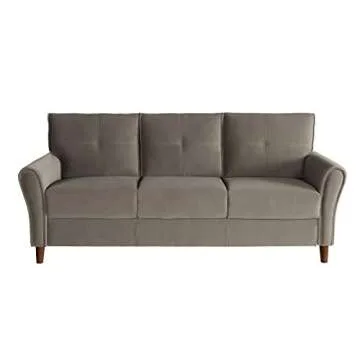 Lexicon 80" W Velvet Couch, 3 Seater Living Room Sofa, Deep Seats, Flared Arms with Tufted Back Cushion, Solid and Easy to Assemble, Also Fits for Bedroom, Small Space and Apartment, Brown