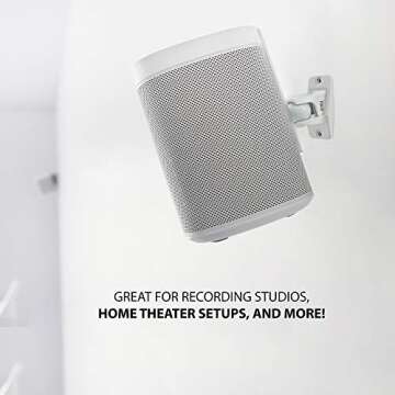 Jumbl SINSB7W ProGrip Ultra Stainless Steel Speaker Wall Mount Bracket White, Pair of 2 - Thread Size: 1/4-20 - Holds up to 10 Lbs