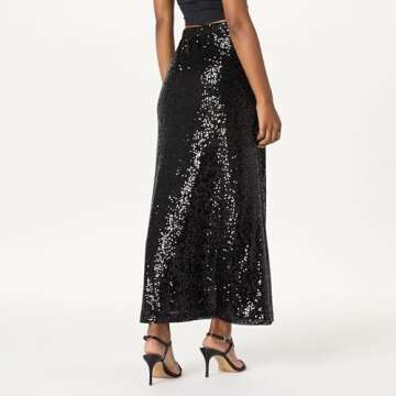 The Drop Women's Adela Sequin Maxi Skirt, Black, S
