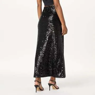 The Drop Women's Adela Sequin Maxi Skirt, Black, S