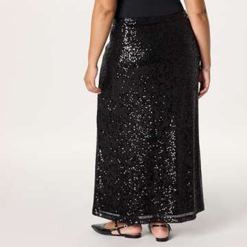 The Drop Women's Adela Sequin Maxi Skirt, Black, S