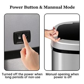 GINMAON 13 Gallon Automatic Stainless Steel Trash Can