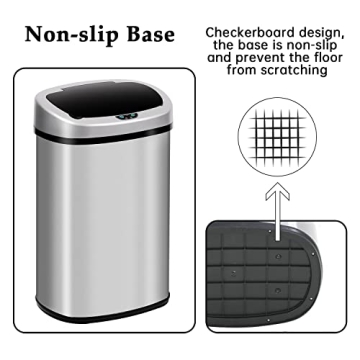 GINMAON 13 Gallon Automatic Stainless Steel Trash Can