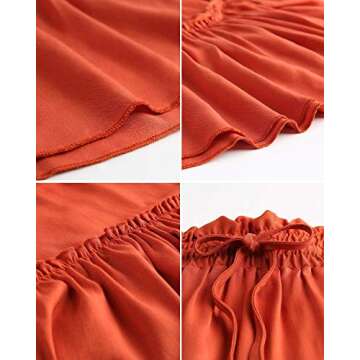 Alelly Women's Summer Cute High Waist Ruffle Skirt Floral Print Swing Beach Mini Skirt Caramel