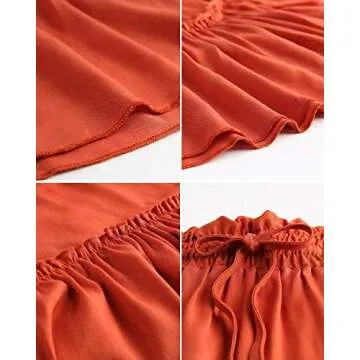 Alelly Women's Summer Cute High Waist Ruffle Skirt Floral Print Swing Beach Mini Skirt Caramel