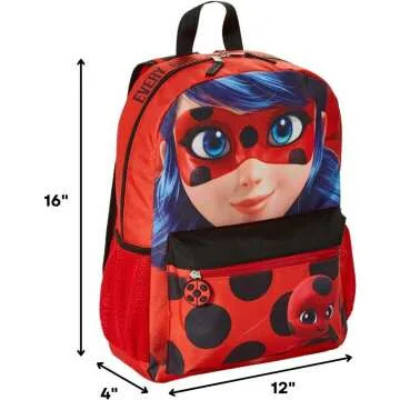 Miraculous Ladybug 16 Inch Girls Backpack in Red