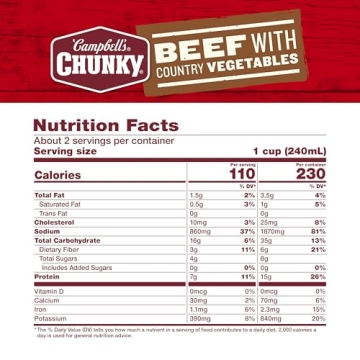 Campbell’s Chunky Soup, Beef with Country Vegetables, 18.8 Oz Can