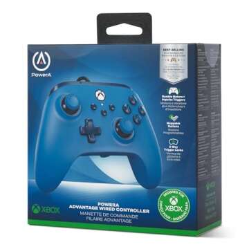 PowerA Advantage Wired Controller for Xbox Series X|S - Blue with Detachable Cable and Rumble Motors