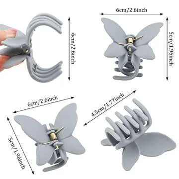 12 Pcs Cute Butterfly Claw Hair Clips 2.6 Inch Non Slip Matte Jaw 12 Colors Strong Hold Butterfly Hair Clamps for Women Girls Thick Thin Hair